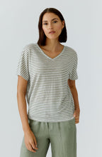 Seagrass Striped Linen V Neck T Shirt