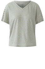 Seagrass Striped Linen V Neck T Shirt