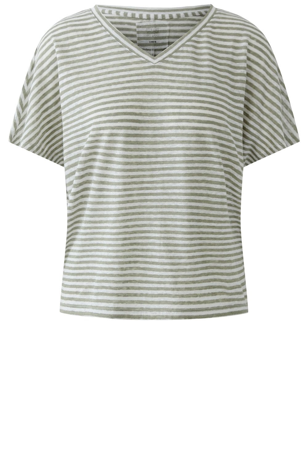 Seagrass Striped Linen V Neck T Shirt