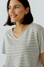 Seagrass Striped Linen V Neck T Shirt
