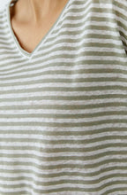 Seagrass Striped Linen V Neck T Shirt
