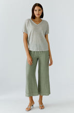 Seagrass Striped Linen V Neck T Shirt
