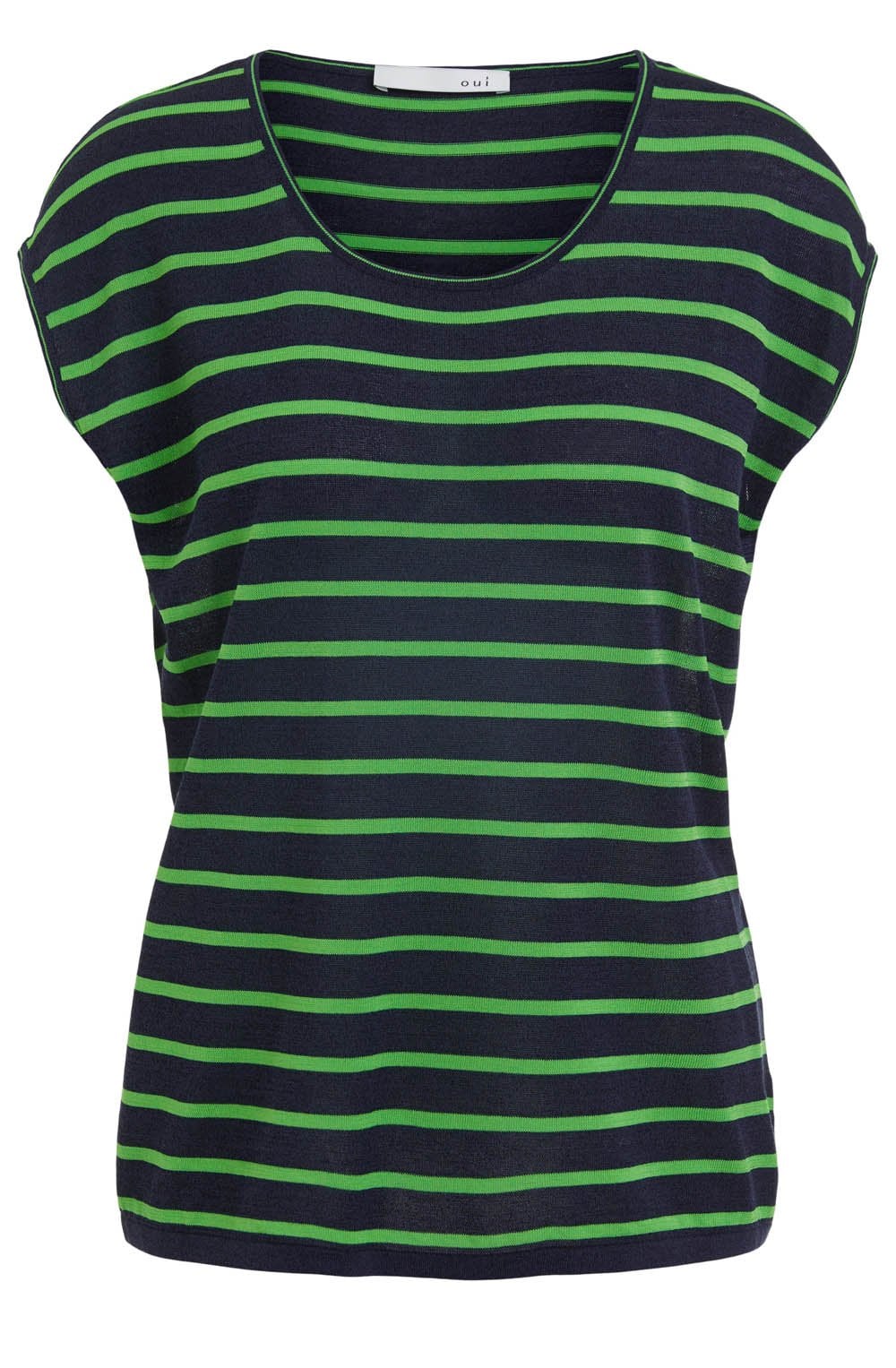 Semi Sheer Navy and Green Striped Top