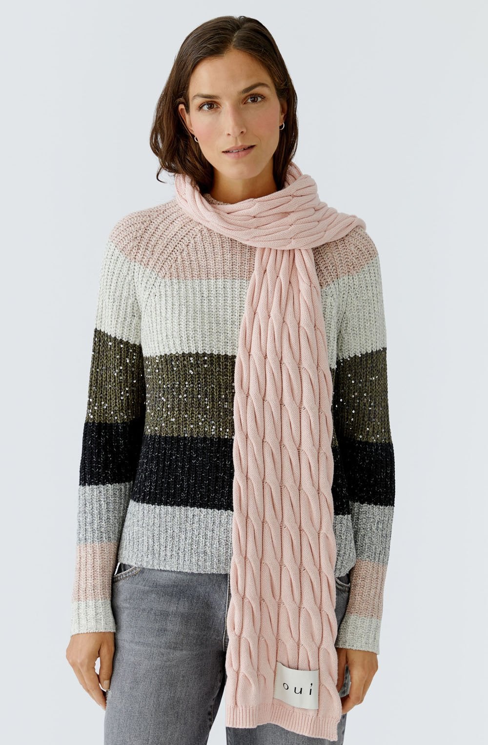 Sepia Rose Cable Knit Scarf
