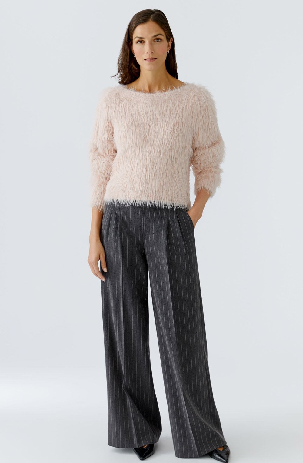 Sepia Rose Twisted Faux Fur Jumper