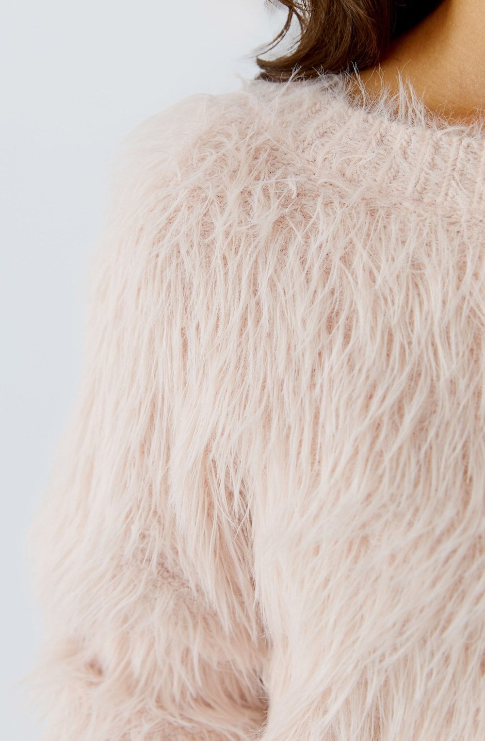 Sepia Rose Twisted Faux Fur Jumper