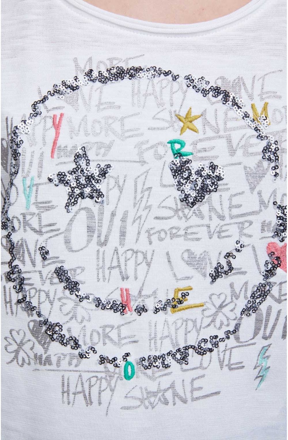 Sequin Smiley Face T Shirt