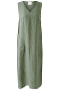 Shaded Moss Jersey Back Linen Dress