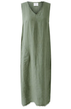 Shaded Moss Jersey Back Linen Dress