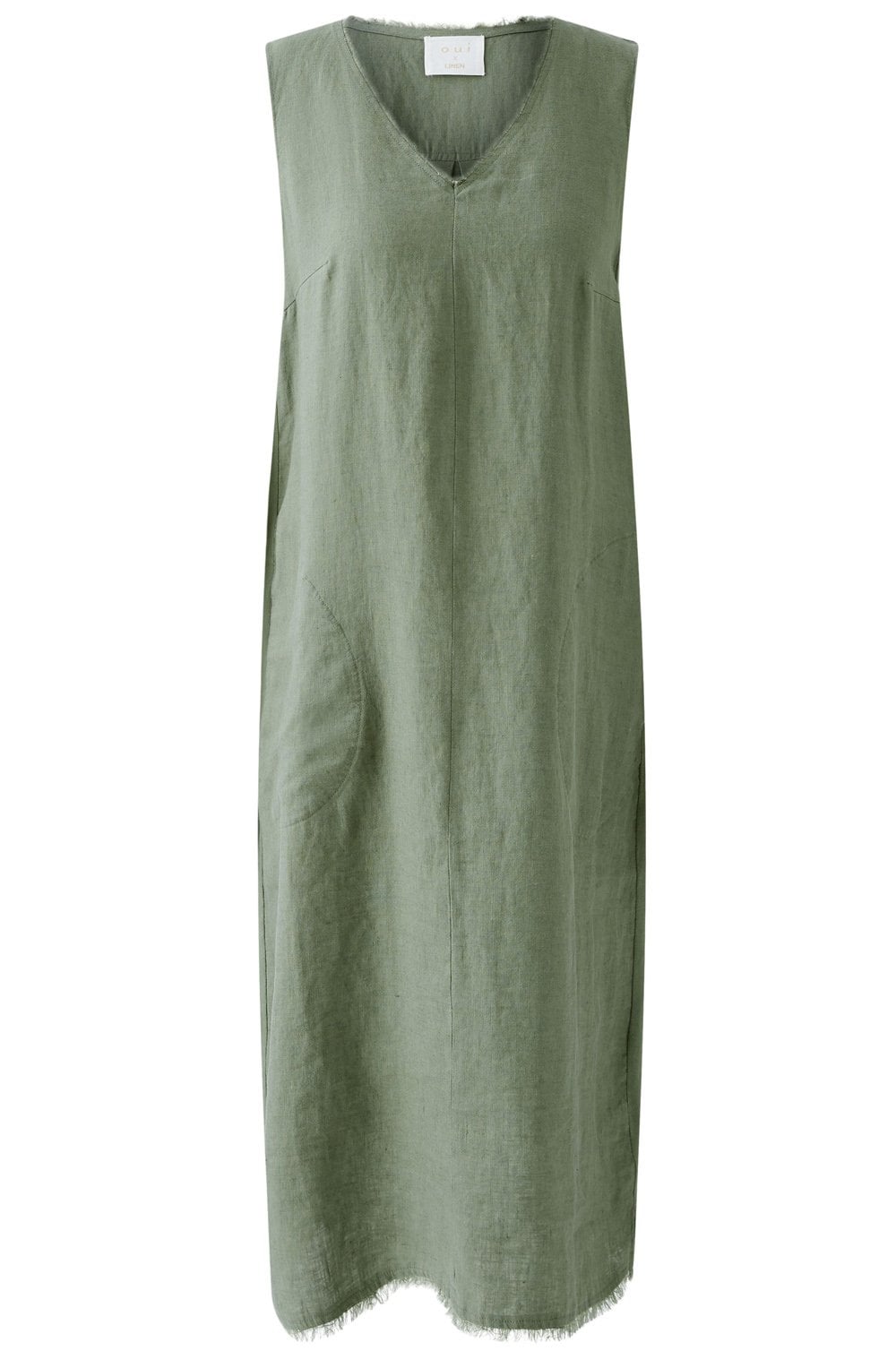 Shaded Moss Jersey Back Linen Dress