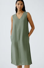 Shaded Moss Jersey Back Linen Dress