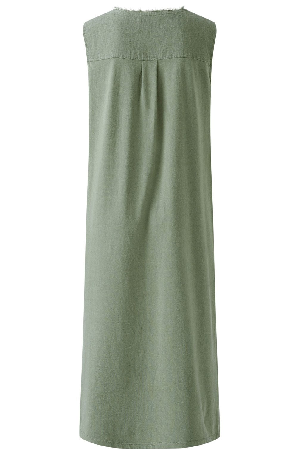 Shaded Moss Jersey Back Linen Dress