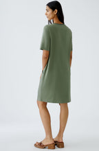 Shaded Moss Short Sleeved Linen Dress