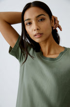 Shaded Moss Short Sleeved Linen Dress