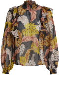 Sheer Leaf Print Blouse