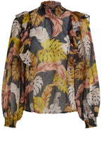 Sheer Leaf Print Blouse
