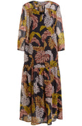 Sheer Leaf Print Maxi Dress