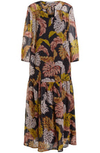 Sheer Leaf Print Maxi Dress