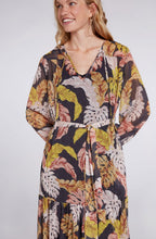 Sheer Leaf Print Maxi Dress