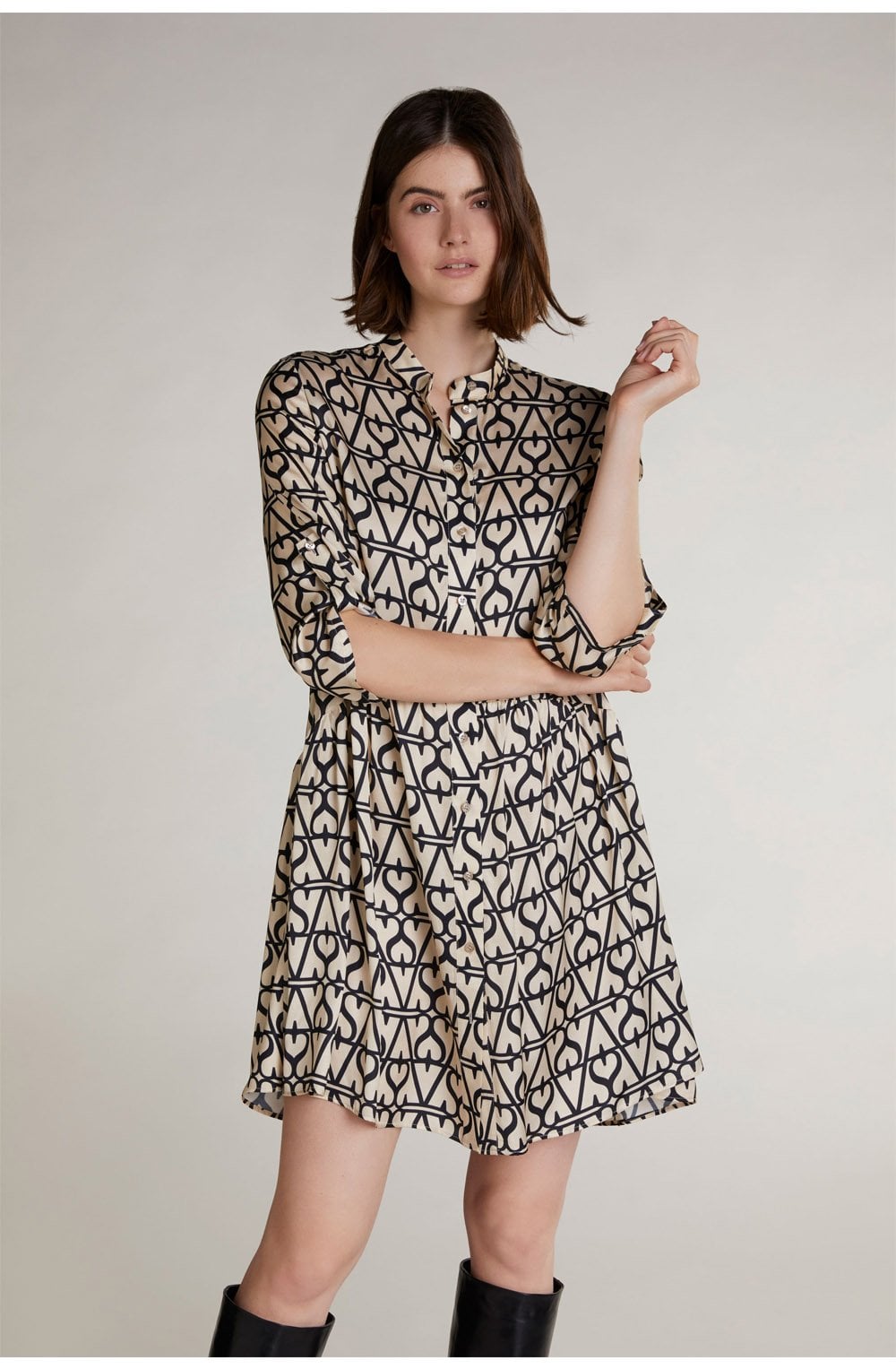 Silky Bold Print Swing Dress