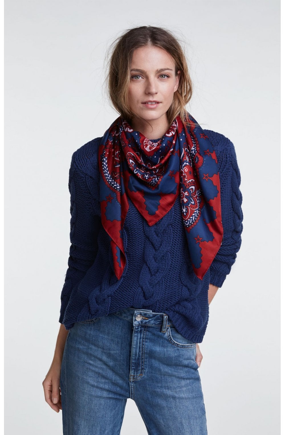 Silky Patterned Square Scarf
