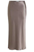 Silky Taupe Midi Skirt