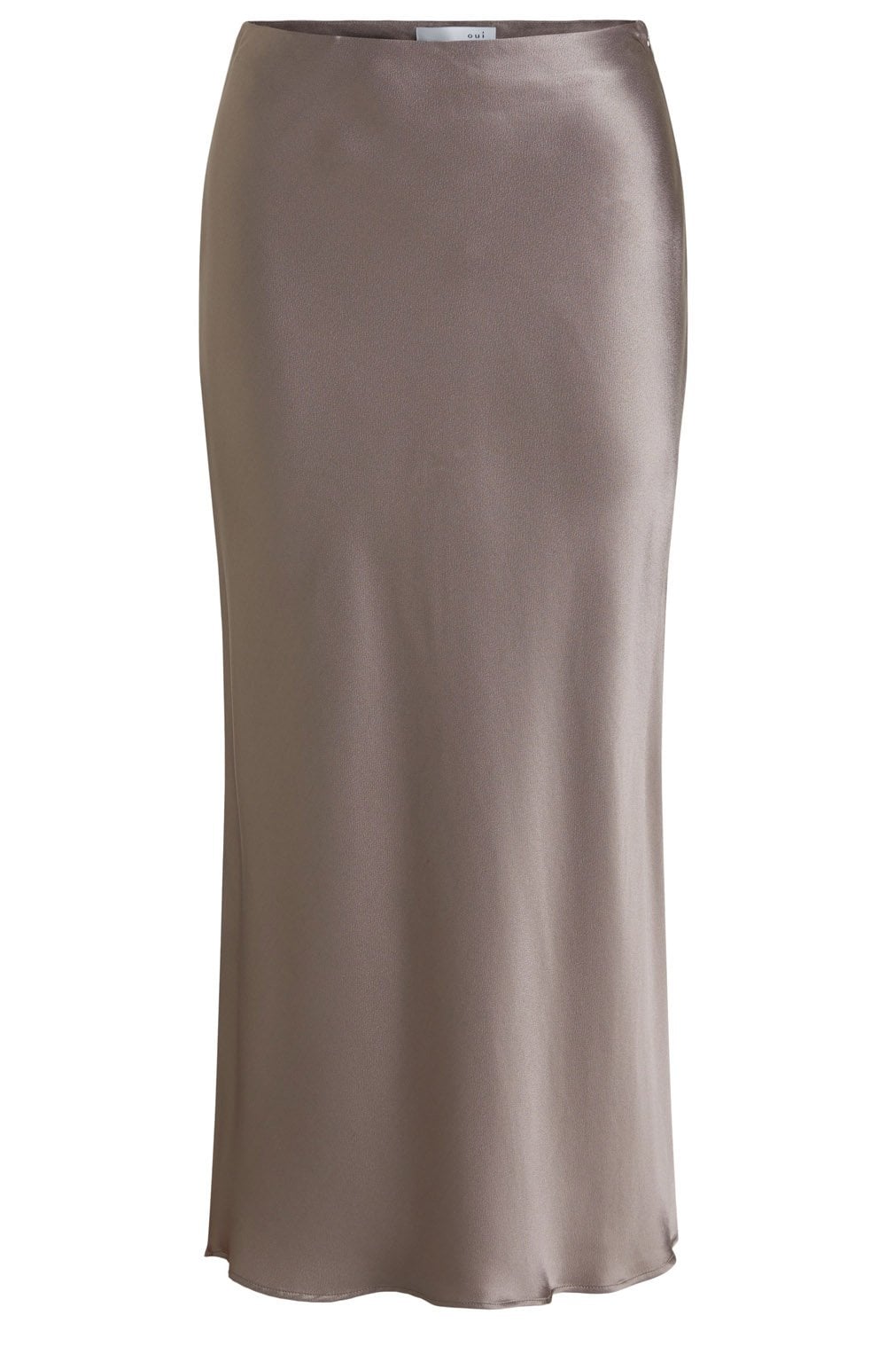 Silky Taupe Midi Skirt