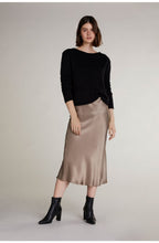 Silky Taupe Midi Skirt