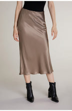 Silky Taupe Midi Skirt