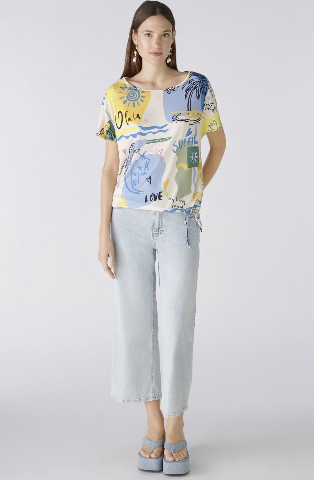 Silky Touch Vitamin Sea Drawstring Hem Blouse