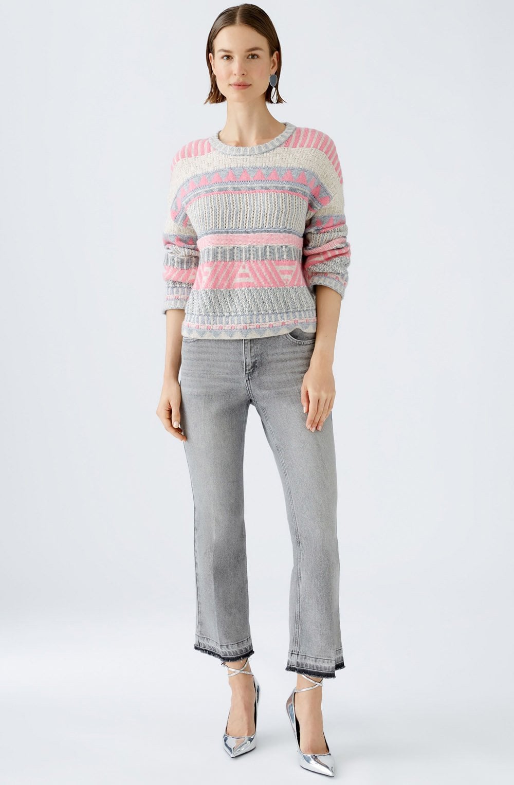 Silver Grey Pink and Off White Jumper