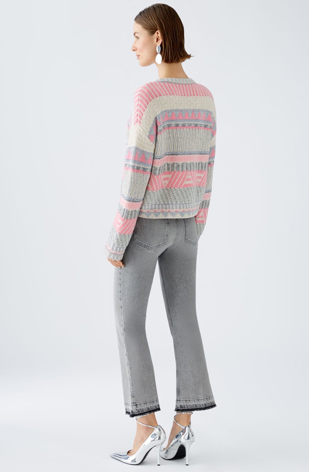 Silver Grey Pink and Off White Jumper