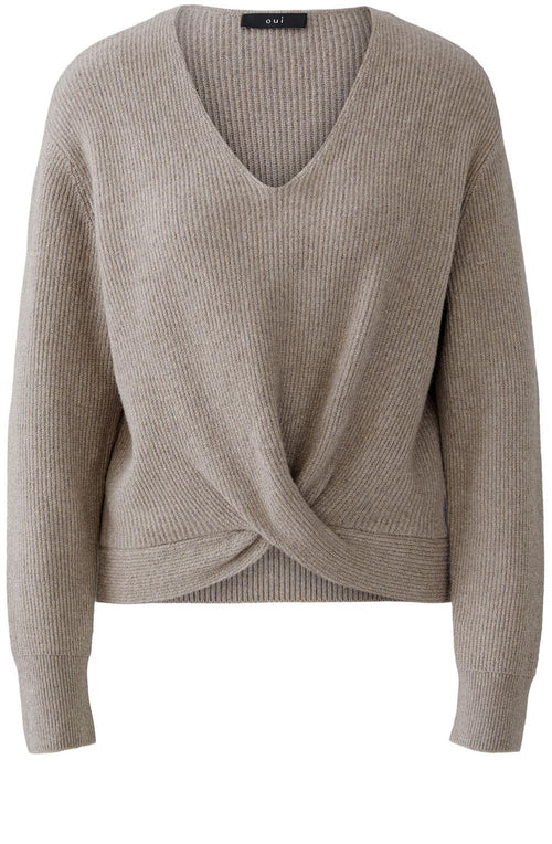 Smokey Taupe Knotted Front Jumper