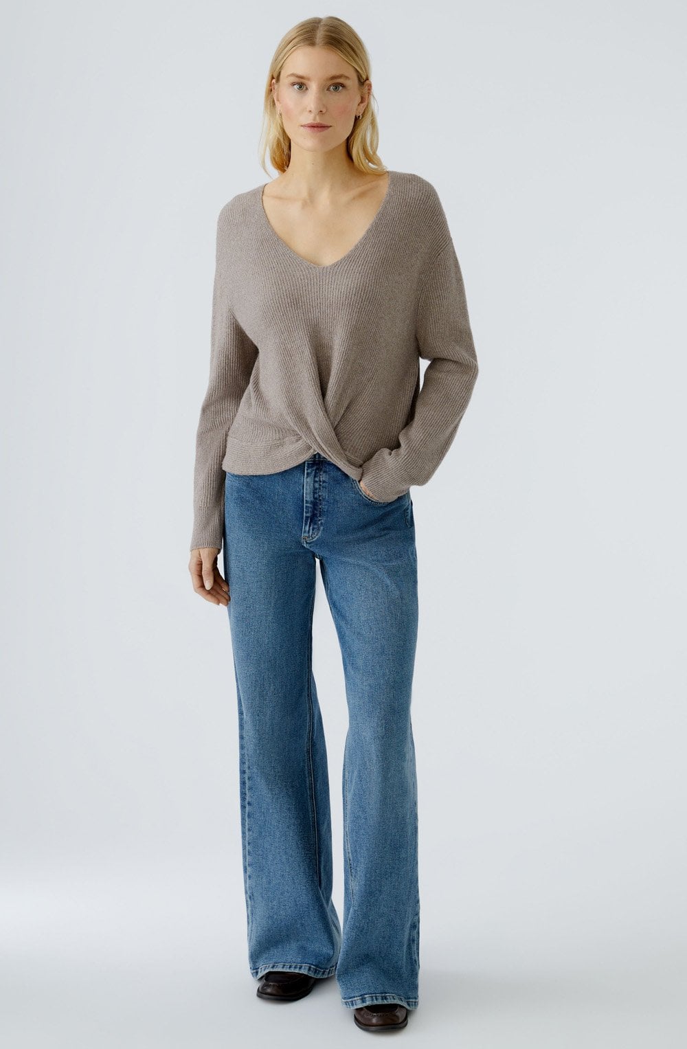 Smokey Taupe Knotted Front Jumper