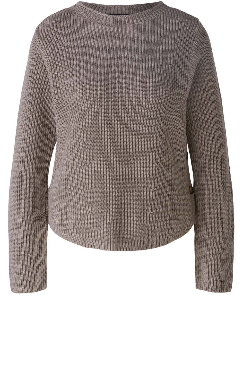 Smoky Taupe Button Detail Cotton Jumper