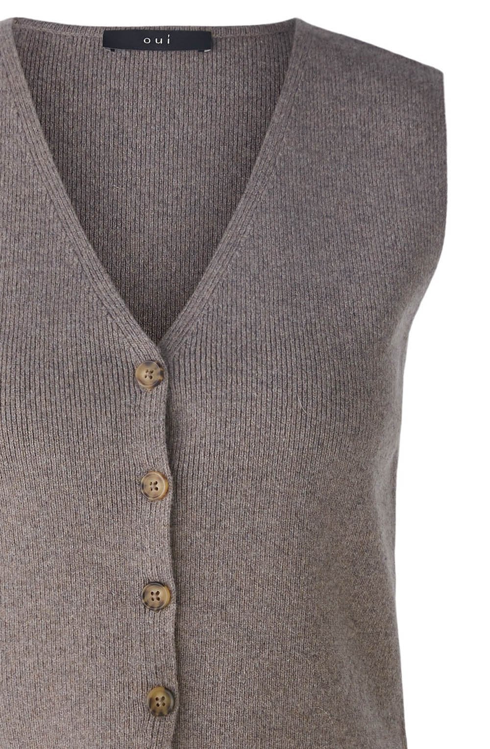 Smoky Taupe Wool Blend Knitted Waistcoat