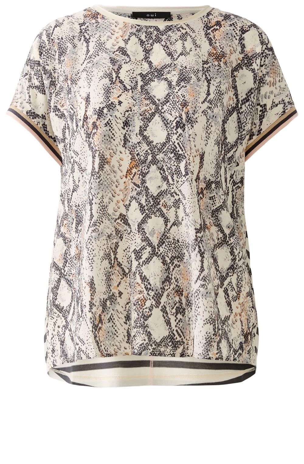 Snake Print and Striped Back Blouse
