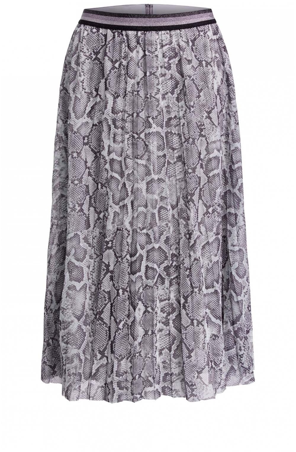 Snake Skin Print Pleated Skirt