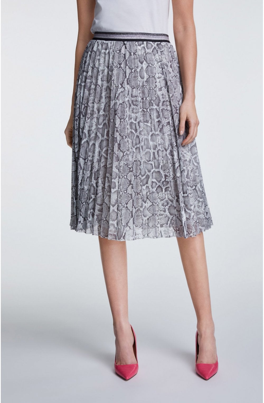 Snake Skin Print Pleated Skirt