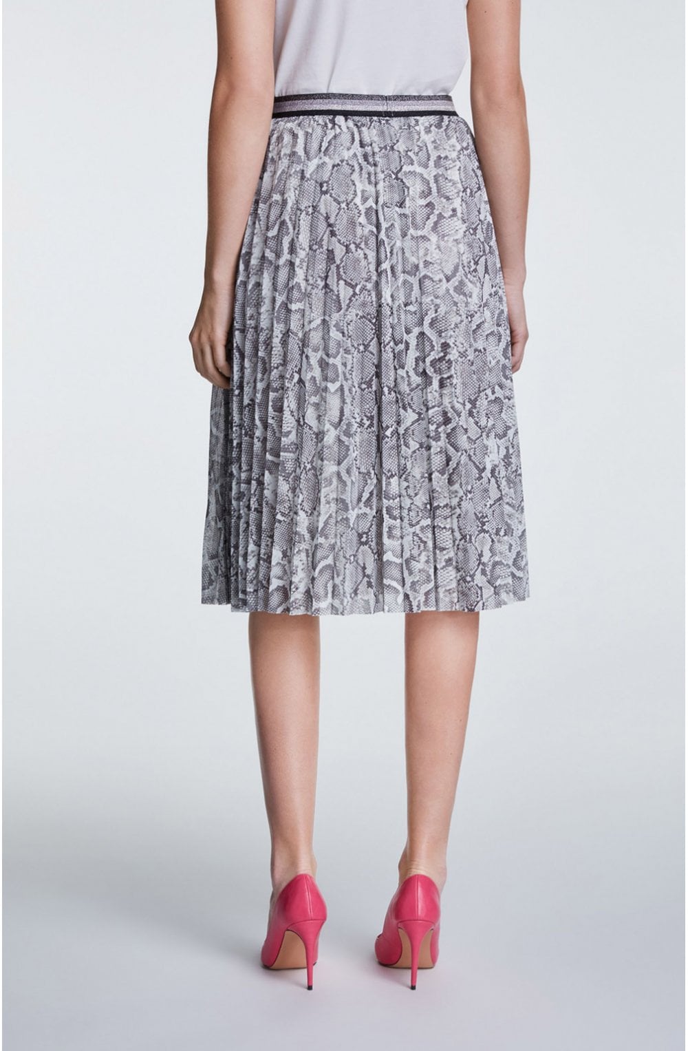 Snake Skin Print Pleated Skirt