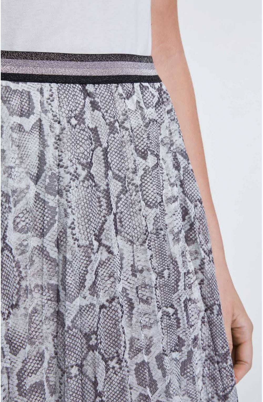 Snake Skin Print Pleated Skirt