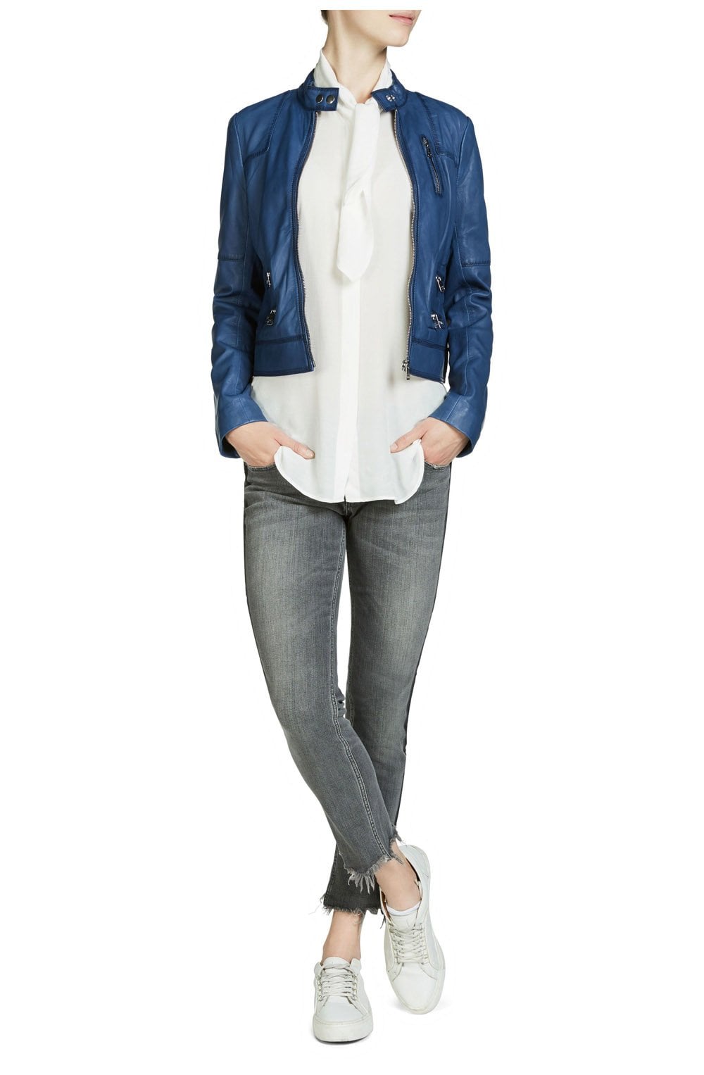 Soft blue leather Jacket