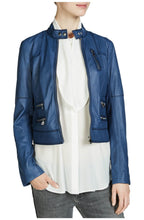 Soft blue leather Jacket