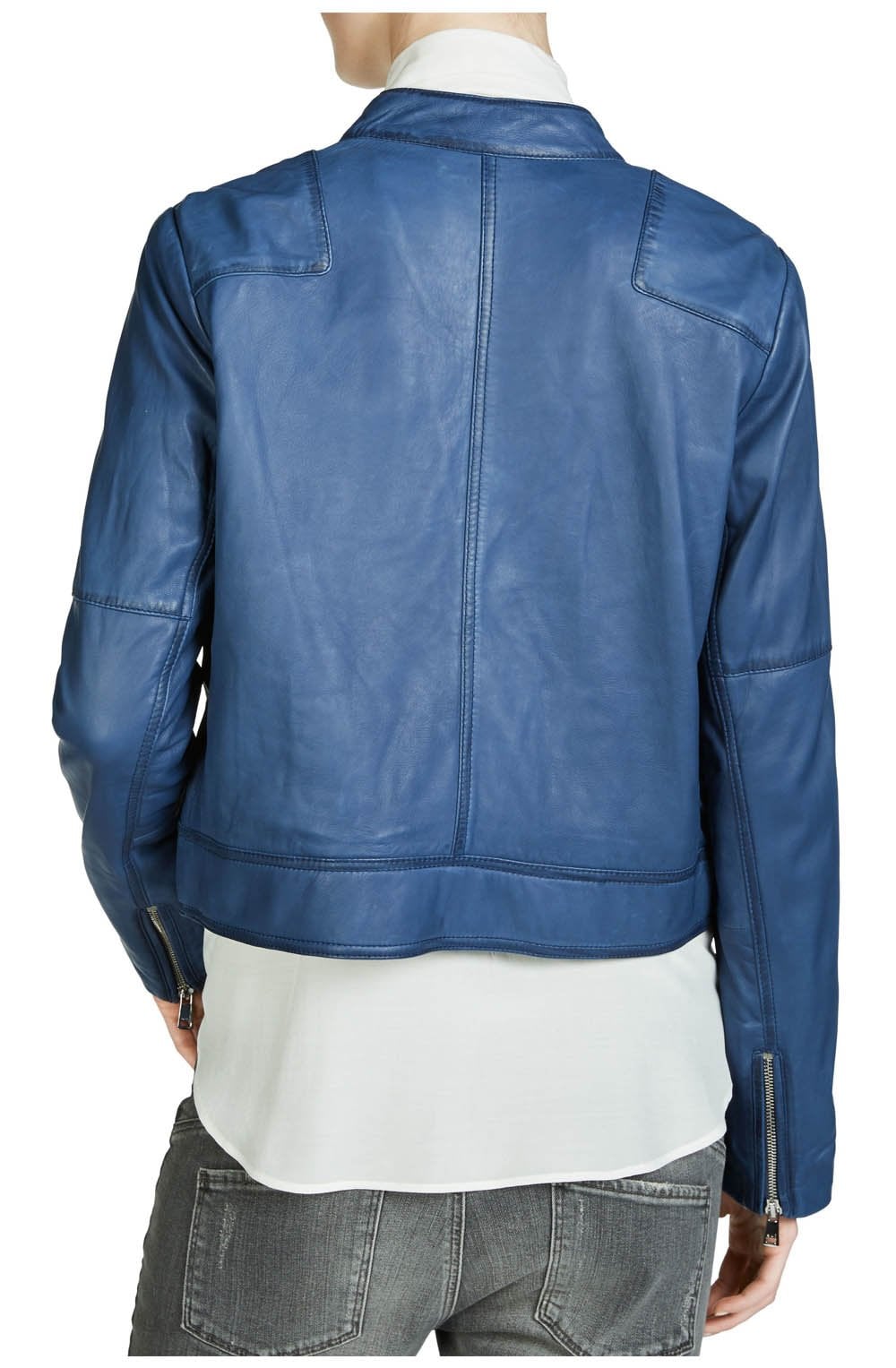Soft blue leather Jacket