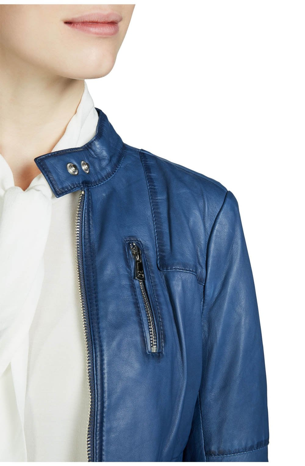Soft blue leather Jacket