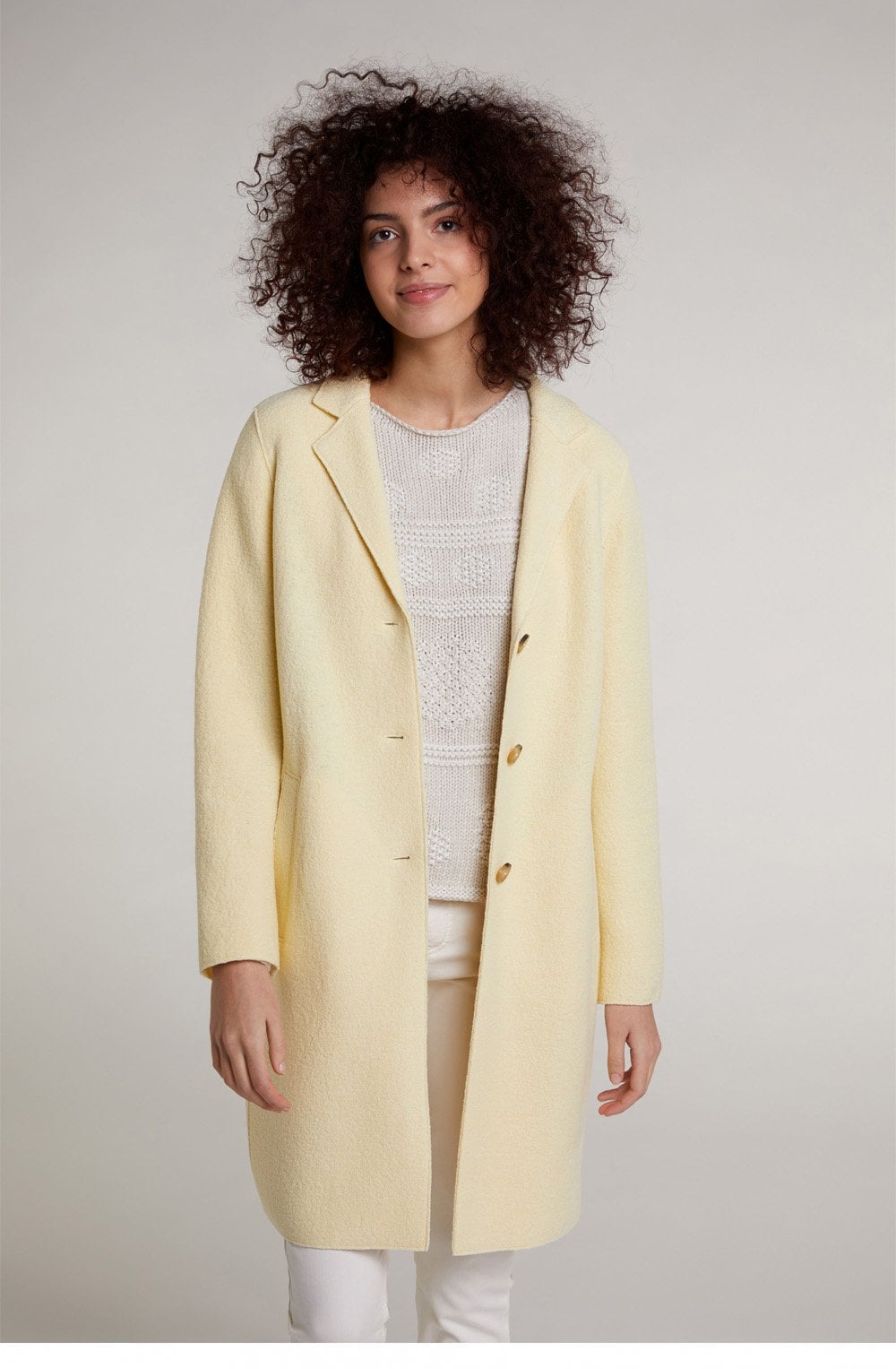 Soft Yellow Boiled Wool Coat