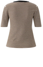 Sparkle Neck Brown Stripe Short Sleeve Jumper