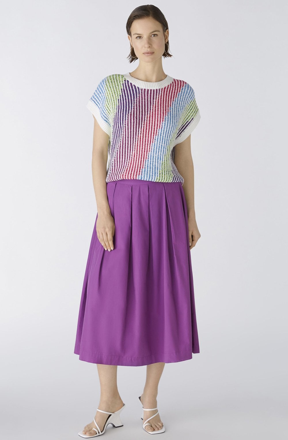Sparkling Grape Cotton Midi Skirt