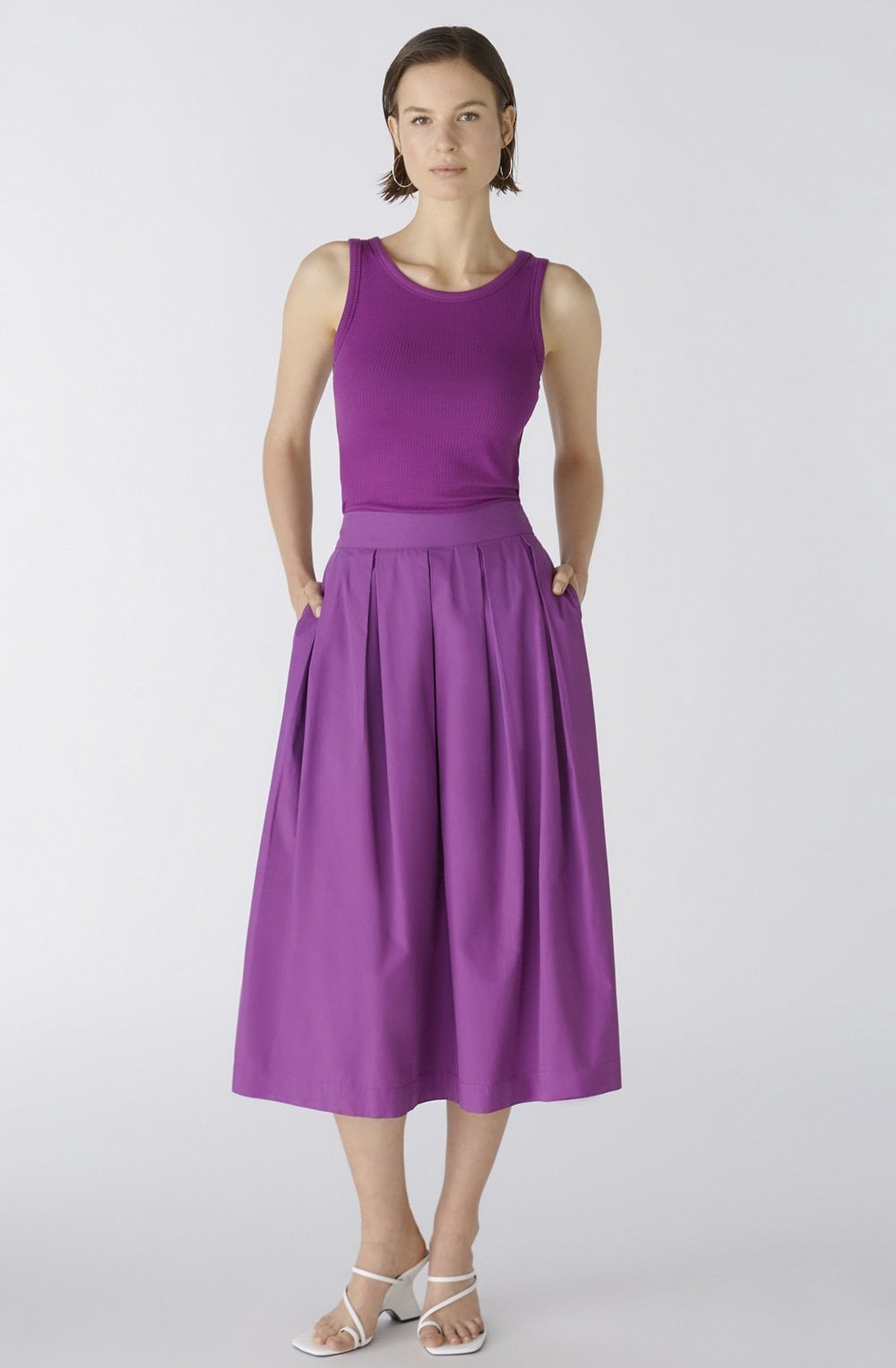 Sparkling Grape Cotton Midi Skirt