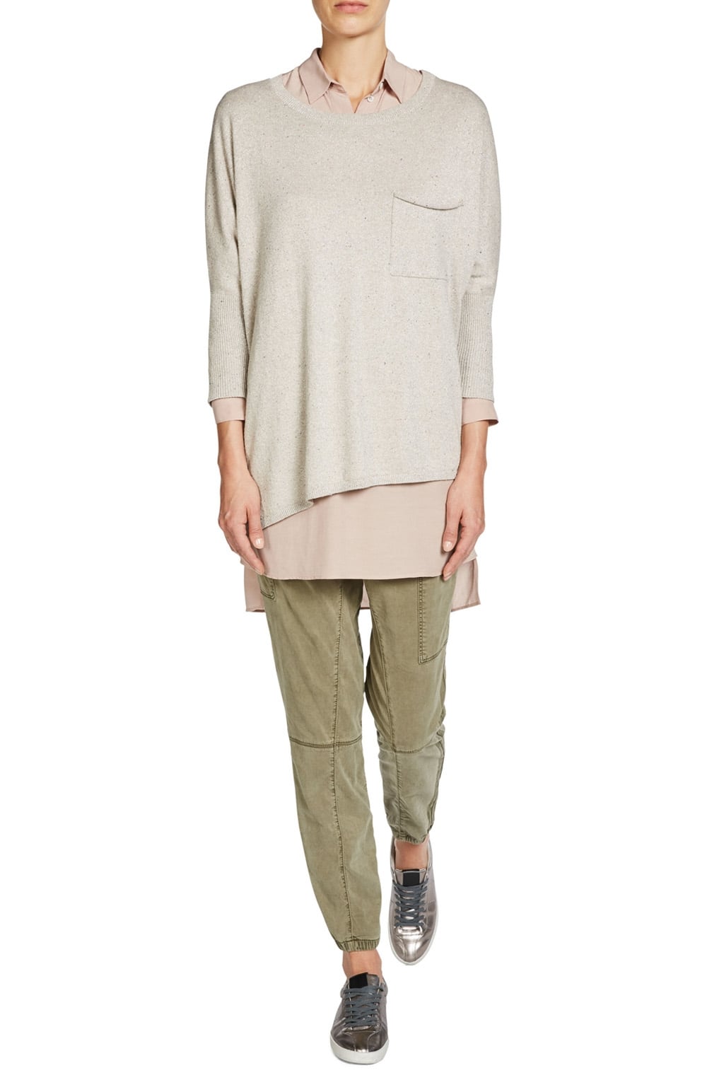 Speckled Metallic Knit Sweater